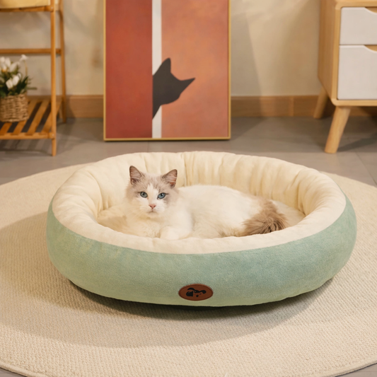 Plush Oval Pet Bed – Thick, Machine Washable All-Season Cushion for Dogs & Cats