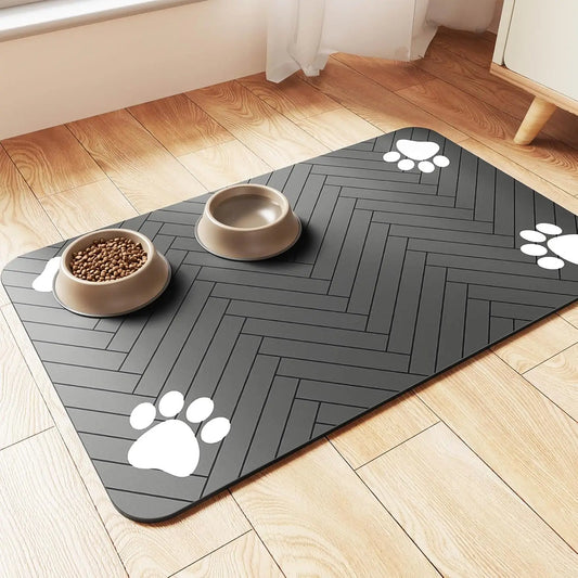 Absorbent Pet Feeding Mat – Quick-Dry Waterproof Placemat with Non-Slip Rubber Backing for Dog & Cat Bowls